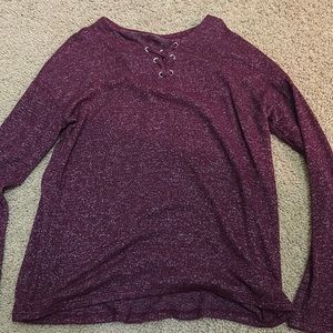 Soft long sleeve, dress up or down, burgundy/purple